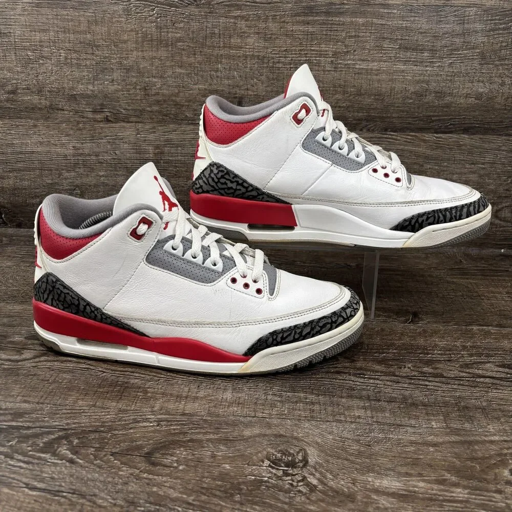 Air Jordan 3 Retro Shoes Men's 10 Fire Red White Cement Nike DN3707-160